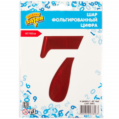 Воздушный шар фольгированный 40"/102 см Цифра 7 Красный