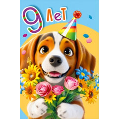 Открытка "С днем рождения 9 лет"
