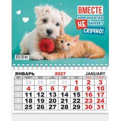 Календарь ОДНОБЛОЧНЫЙ на 2027 год Кошка и собака