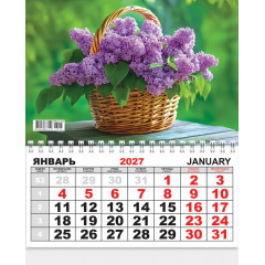 Календарь ОДНОБЛОЧНЫЙ на 2027 год Цветы