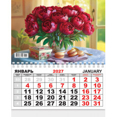 Календарь ОДНОБЛОЧНЫЙ на 2027 год Цветы