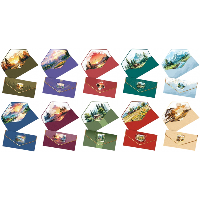 Конверт для денег Без надписи ФОЛЬГА, ЛАК SOFT-TOUCH Микс (10в*2)