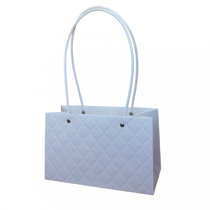 ПЛАЙМ пакет для цветов и подарков РОМБЫ 22*10,5*13,5см БЕЛЫЙ