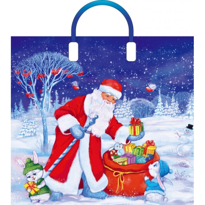 Пакет с пластмассовыми ручками 38x34+3 см НГ Лесные подарки