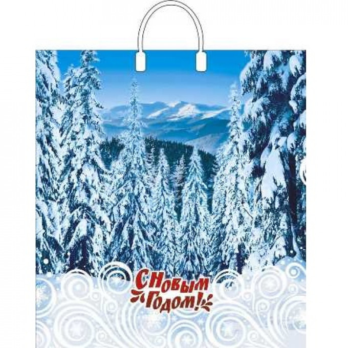 Пакет П/Э с пластмассовыми ручками 40х44 Интерпак ламинация САЯНЫ