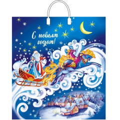 Пакет П/Э с пластмассовыми ручками 40х44 Интерпак ламинация НОЧКА