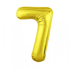 Воздушный шар фольгированный 32''/81 см Цифра 7 Золото