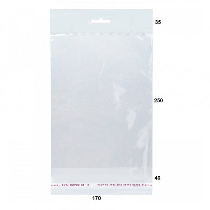 Пакет с клеевым клапаном с европодвесом 17*25 см 100шт
