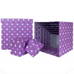 Коробка подарочная набор из 10 шт Куб ГОРОХ СИРЕНЕВЫЙ 26,5*26,5 см