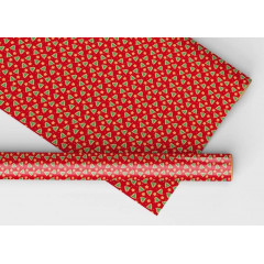 Упаковочная бумага елки и звездочки на красном, 1 лист