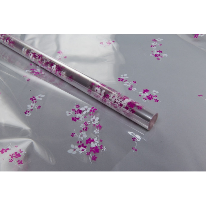 Пленка цветная 70см/200гр Анютины глазки бело-фуксия