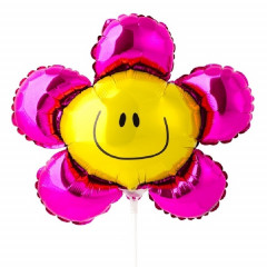 Воздушный шар фольгированный мини-фигура 16" Цветок фуксия 38 см