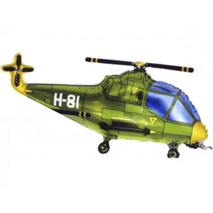 Воздушный шар фольгированный мини-фигура 14" Вертолет зеленый 36 см