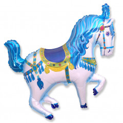 Воздушный шар фольгированный 14" Фигура-мини Цирковая лошадь синий 36 см
