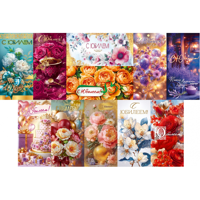 Конверт для денег С Юбилеем! Женский Микс (11в*2)