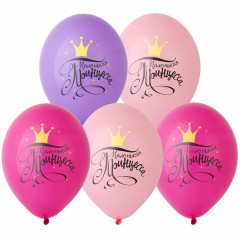Воздушный шар латексный с рисунком 14" пастель шелкография Маленькая принцесса ассорти