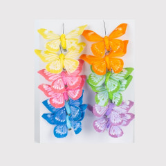 Бабочки 8см на прищепке, 12шт. цветные HBBE19260