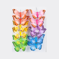 Бабочки 8см на прищепке, 12шт. цветные HBBD24505