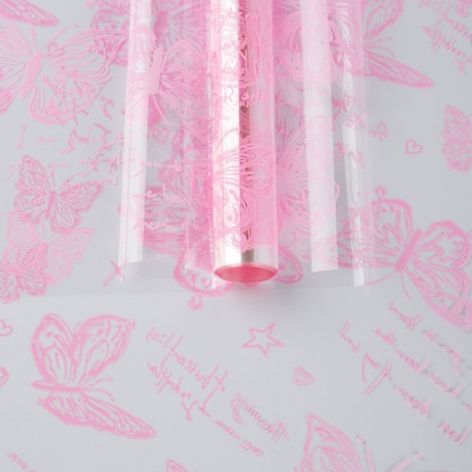 Пленка цветная 70см/200гр Бабочки РОЗОВЫЙ ЖЕМЧУГ