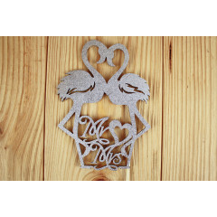 Топпер "Фламинго" (10*30 см) МДФ 3мм, окрашен. на шпажке, Серебро