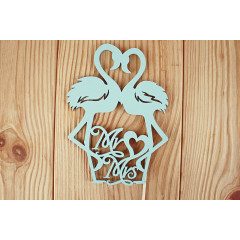 Топпер "Фламинго" (10*30 см) МДФ 3мм, окрашен. на шпажке, Тиффани