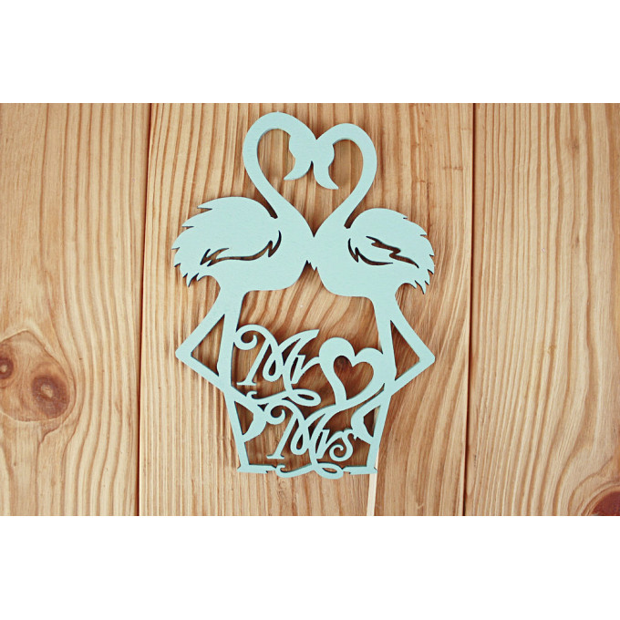 Топпер "Фламинго" (10*30 см) МДФ 3мм, окрашен. на шпажке, Тиффани