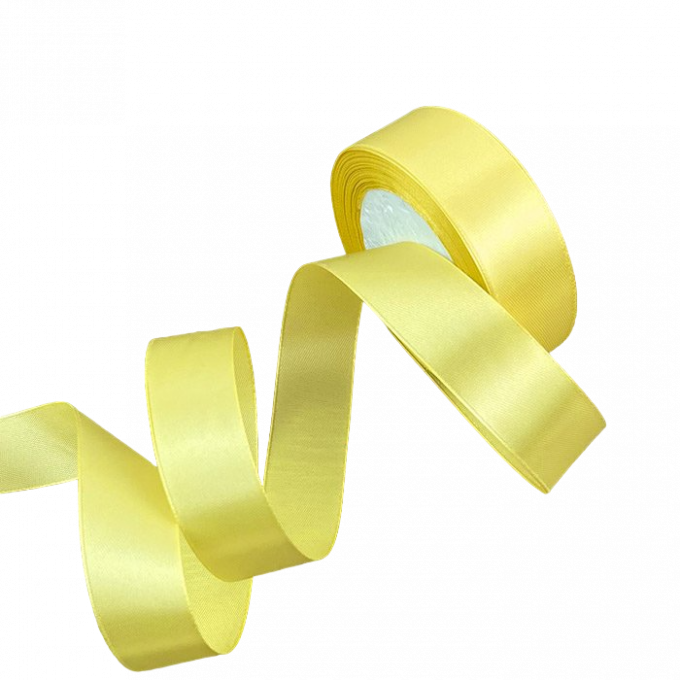 Лента атласная 25мм*25 Y Желтый пастель