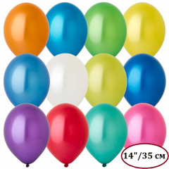 Воздушный шар латексный без рисунка 14" Металлик ассорти Экстра BUBBLE 50шт