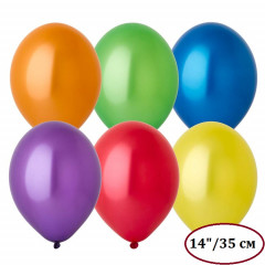 Воздушный шар латексный без рисунка 14" Металлик ассорти Экстра 12 шт