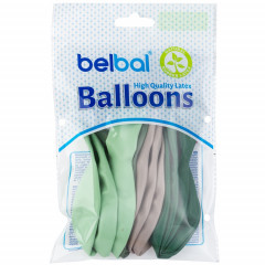 Воздушный шар латексный без рисунка 14" Пастель ассорти Зеленая гамма 12шт