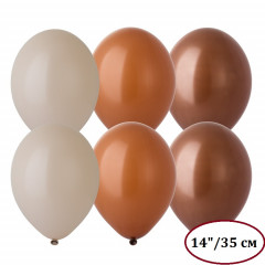 Воздушный шар латексный без рисунка 14" Пастель ассорти Кофейное 12шт