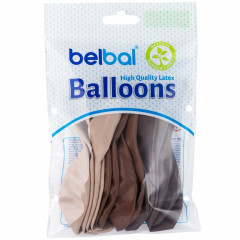 Воздушный шар латексный без рисунка 14" Пастель ассорти Кофейное 12шт