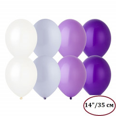 Воздушный шар латексный без рисунка 14" Пастель ассорти Лиловая гамма 12шт