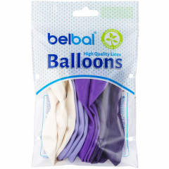 Воздушный шар латексный без рисунка 14" Пастель ассорти Лиловая гамма 12шт