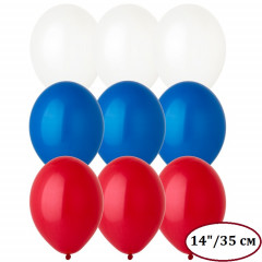 Воздушный шар латексный без рисунка 14" Пастель ассорти Триколор 12 шт