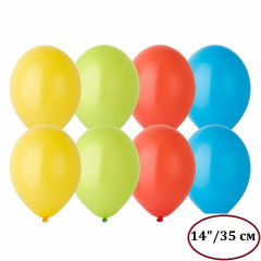 Воздушный шар латексный без рисунка 14" Пастель ассорти Тропическое