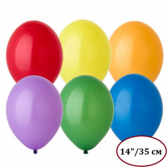 Воздушный шар латексный без рисунка 14" Пастель ассорти Экстра 12 шт