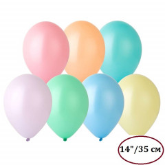 Воздушный шар латексный без рисунка 14" Пастель ассорти Экстра MACARON 12шт
