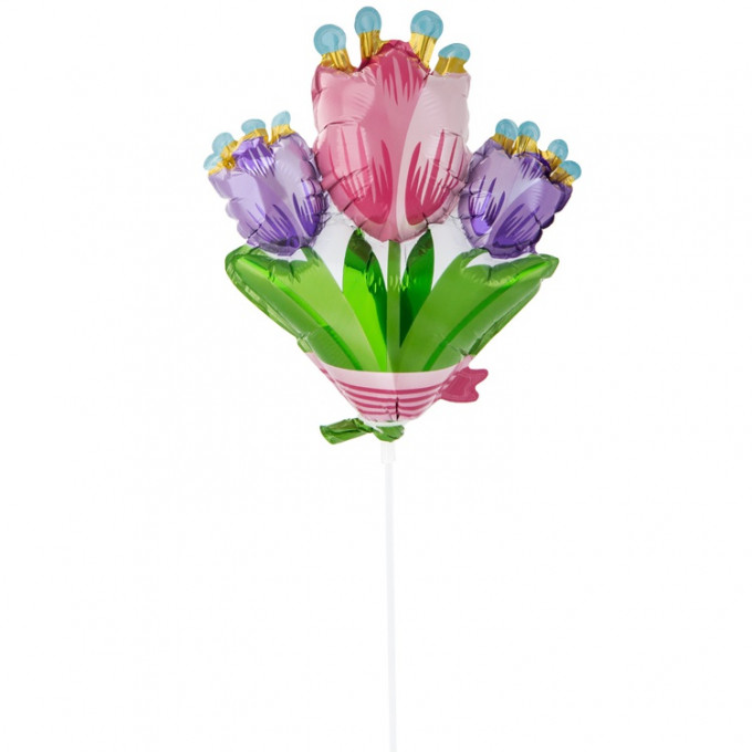 Воздушный шар фольгированный 17"/43 см Мини-фигура  Цветы Тюльпаны