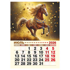 Календарь отрывной на магните на 2026 год "Год Богатой Лошади"