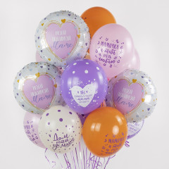 Воздушный шар латексный с рисунком 12"/30 см пастель Мамочка, я тебя очень люблю!  Ассорти 25 шт