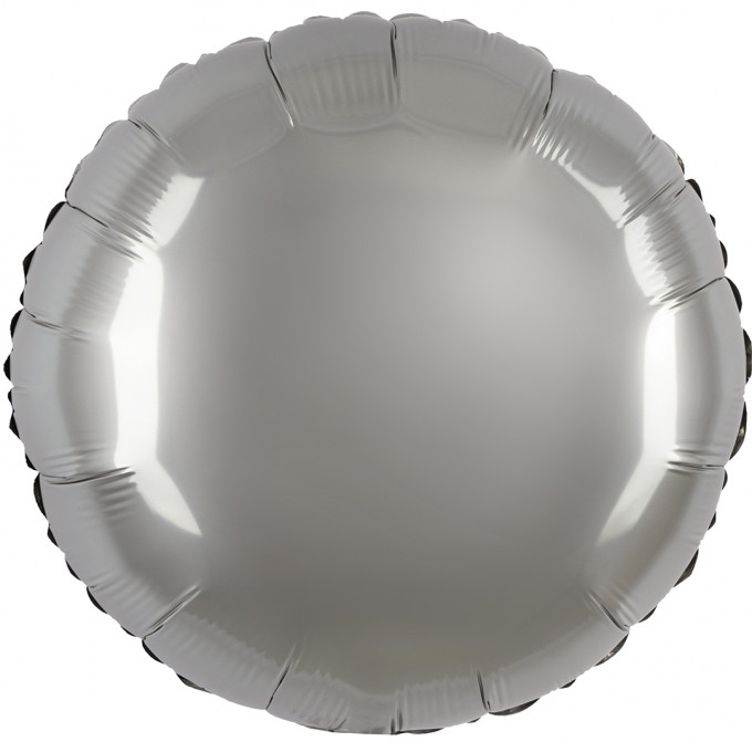 Воздушный шар фольгированный 18\'\'/48 см Круг Сатин Серебро