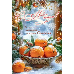 Открытка "С Новым годом! Мандаринового настроения со вкусом Счастья"
