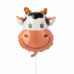 Воздушный шар фольгированный 10" Мини-фигура Голова Коровы 25 см