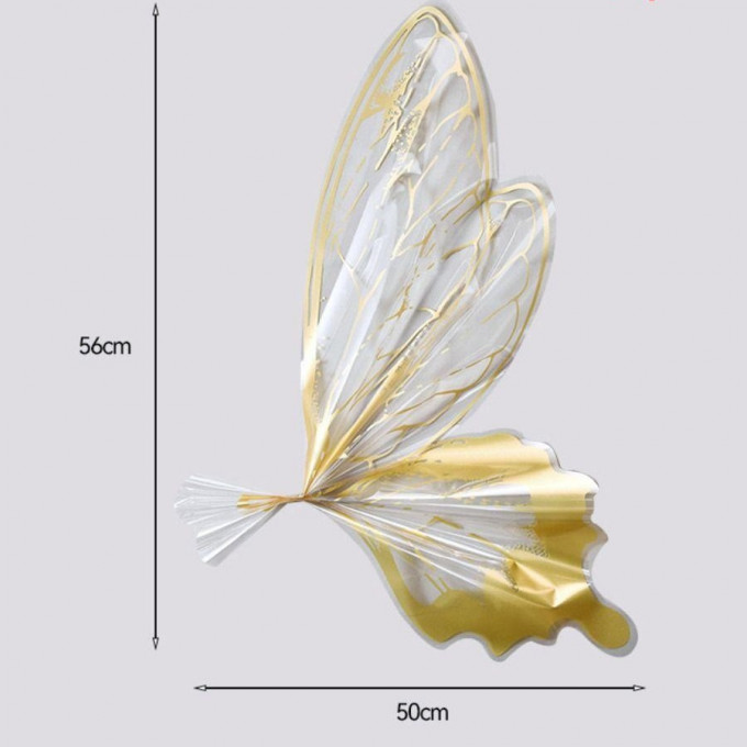 Пленка в листах 50*56см КРЫЛЬЯ БАБОЧКИ ЗОЛОТО 45мкр (40 шт)