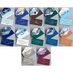 Конверт для денег С Новым годом! ФОЛЬГА, ЛАК SOFT-TOUCH Микс (12в*2)