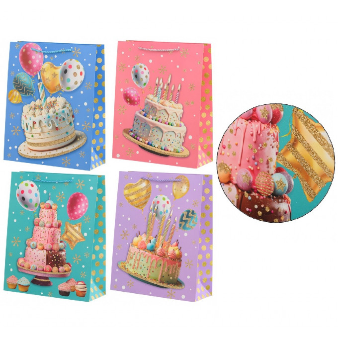 Пакет подарочный 30*40*12 см HAPPI BIRTHDAY