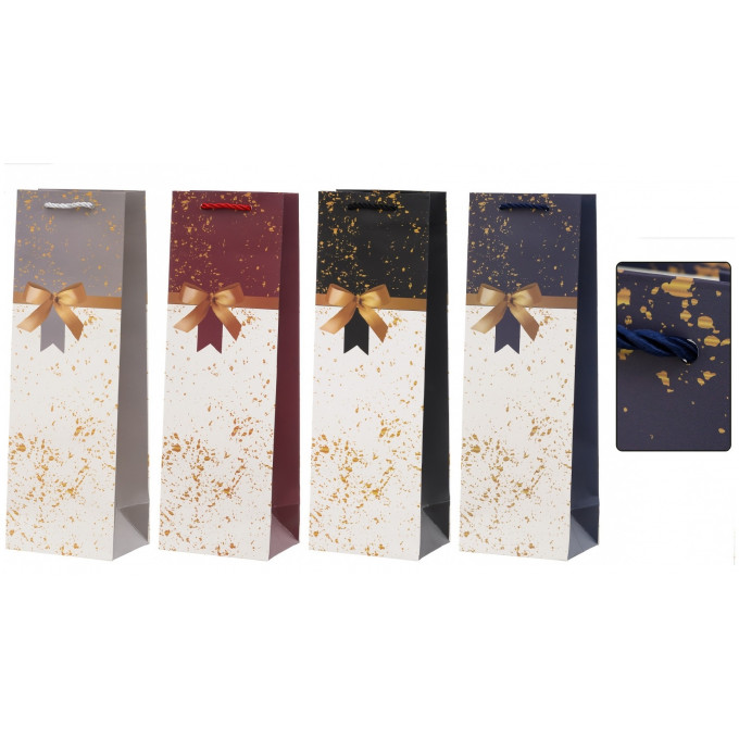 Пакет подарочный для бутылок  36*12*9 см БАНТ