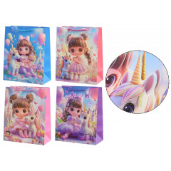 Пакет подарочный 18*23*10 см ДЕВОЧКА С ЕДИНОРОГОМ