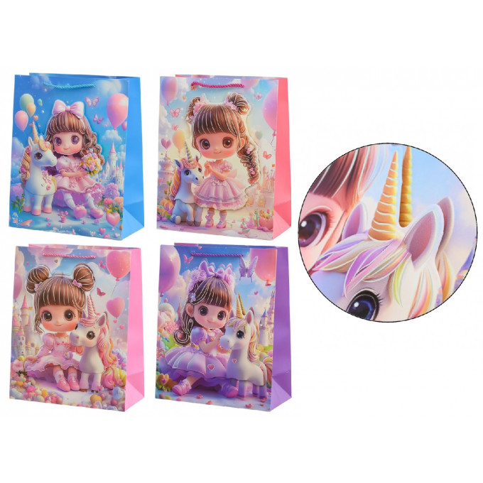 Пакет подарочный 31*41*12 см ДЕВОЧКА С ЕДИНОРОГОМ